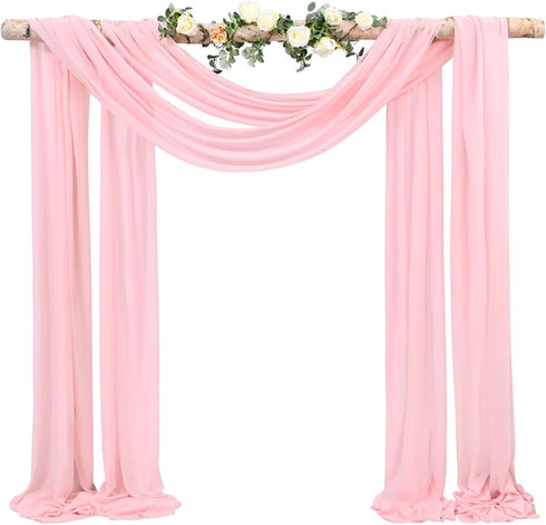 Wedding Arch Draping Fabric,1 Panel 28" x20ft Pink Wedding Arch Drapes for Ceremony Chiffon Fabric Drapes Arbor Drapery Wedding Arch Decorations f...
