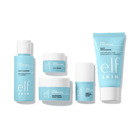 e.l.f. Jet Set Hydration Kit, Travel Friendly Hydrating Skincare Set, Face Cleanser, Balm, Moisturizer, Eye Cream & Night Cream, Vegan & Cruelty-F...