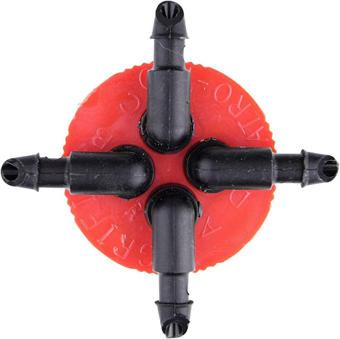 Raindrip QB10UB Cuatro-Flo Four Bubbler, 10 GPH Per Outlet, 1/2 in. FPT Inlet Irrigation Emitter, Pack of 1, BlackRed...