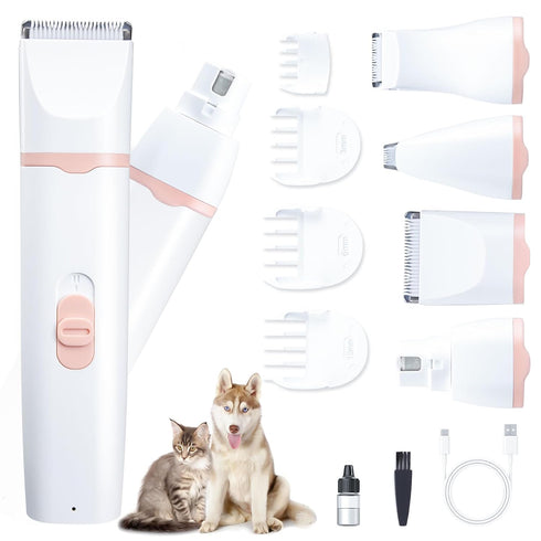 Dog Clippers for Grooming - Cordless Pet Nail Grinder for Small Dog Cat Rabbit Grooming Supplies, Low Noise Dog Clippers for Trimming Hair on Paws...