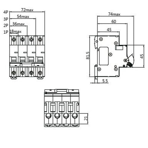 ASI AC Miniature Circuit Breaker - 1 Pole DIN Rail Mount 25 Amp 240 Volt Unit with Shock-Proof Terminations, Trip Curve C, L1 and Neutral Circuits...