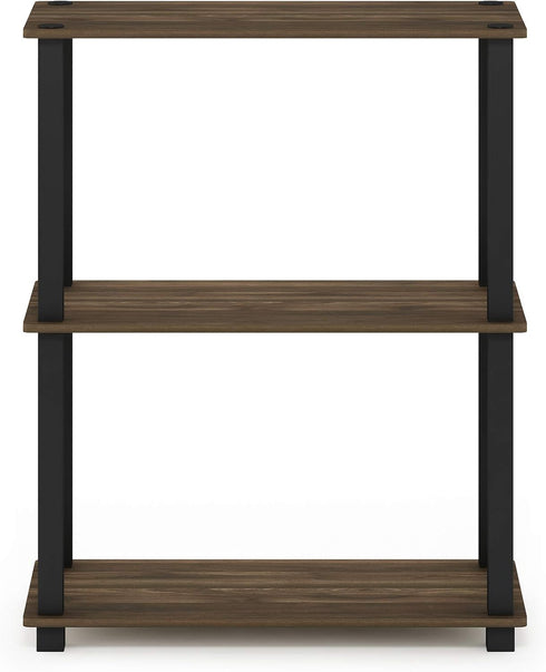 Furinno Turn-S-Tube 3-Tier Compact Multipurpose Shelf Display Rack with Square Tube, Columbia Walnut/Black...