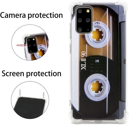 FAteam Case for Galaxy S20 Plus with Reinforced Corners TPU Soft Bumper Retro Music Cassette Tape Case Compatible with Samsung Galaxy S20 Plus...