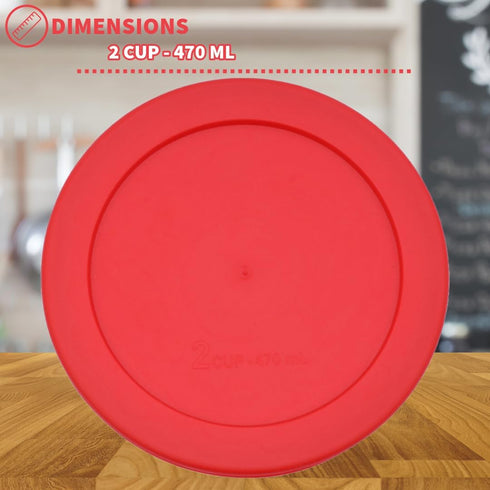 CIBI Food Storage Container Lids (2 Cups, Red - 6PK) For Pyrex and Anchor Round Glass Containers, Dishwasher and Microwave Safe Replacement Lids...