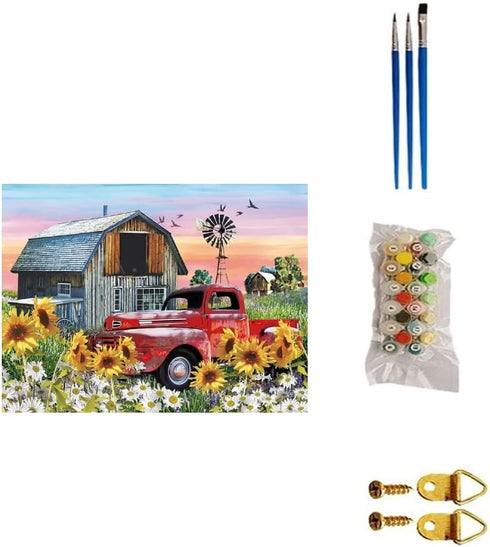 BOMUVI Paint by Number for Adults Beginner Paint by Numbers for Adults Farm Paint by Number Kits Acrylic Painting Paint by Number Kits on Canvas P...