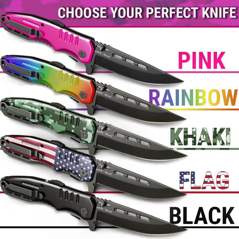 Spring Assisted Pink Knife - Pocket Knife for Women - Self Defense Knife for Women - Pink Knives - Cute Womens Girl Knife - Womens Folding Knife -...