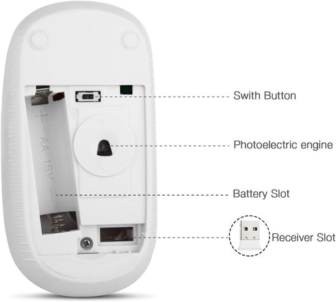 VssoPlor Wireless Mouse, 2.4G Slim Portable Computer Mice with Nano Receiver for Notebook, PC, Laptop, Computer (White and Gold)...