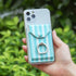 Cell Phone Card Holder RFID Ring Stand Stick on Wallet Card Holder for Back of Phone for iPhone Android and All Smartphones Green Striped...