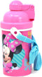 GRANSHOP Disney Classic Minnie Carrying Strap One Touch Water Bottles with Reusable Built in Straw - Safe Approved BPA Free, Easy to Clean (Minnie...