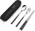 Travel cutlery set, 18/8 stainless steel cutlery, Reusable utensils set with case, Portable Silverware Lunch Box for Camping and Office...