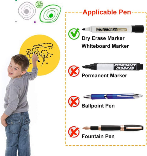 Dry Erase Circles - 10 Pieces Colorful Dry Erase Dot Stickers Table Whiteboard 11.8 inch Removable Wall Decal for Classroom Guided Reading Small G...