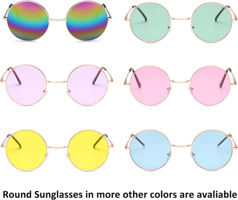 PENTA ANGEL 2Pcs Colored Round Retro Sunglasses...