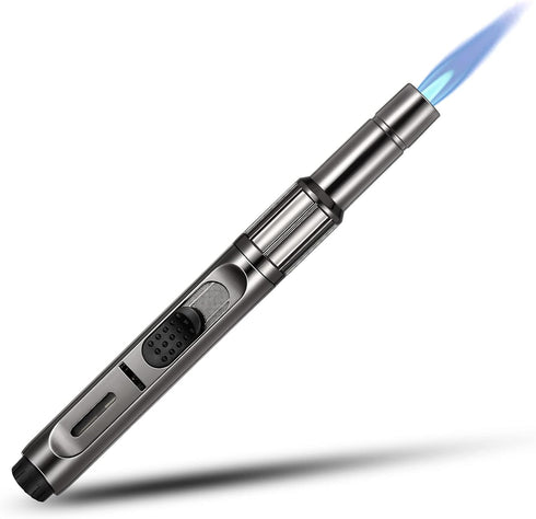 Butane Torch Lighter Long Butane Lighter Refillable Kitchen Torch Lighter with Visible Fuel Window Adjustable Jet Flame Pen Lighter Butane Lighter...