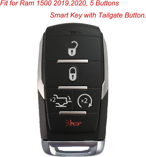 2 Pack 5 Buttons Soft Silicone Rubber Remote Keyless Protector Case Key Fob Cover Protector Holder Jacket for Dodge 2021 2020 2019 Ram 1500 Pickup...