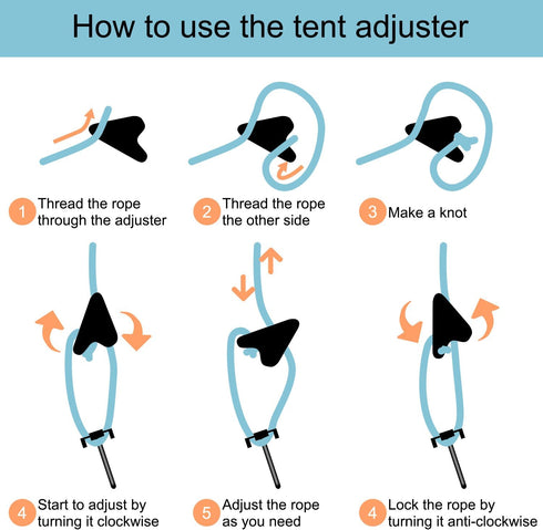 12Pack Rope Tensioner Ultralight Guyline Tensioners Adjuster Tent Rope, Rope Tightener for Tents & Tarps Paracord Ultralight Backpacking Gear, fit...