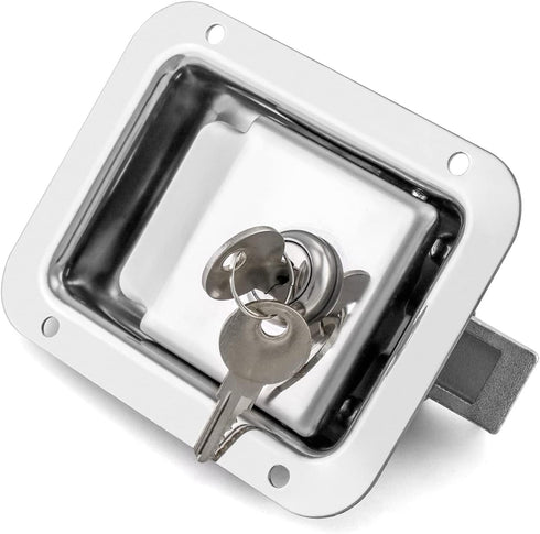 QWORK Travel Trailer Lock, 1 Pack, Stainless Steel Flush Mount Handle Latch Door Lock for Trucks, Tool Boxes, 1 Lock with 2 Keys...