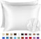 Satin Pillowcase with Zipper for Hair and Skin Care, Feels Soft and Cool Like a Silk Pillowcase, White Satin Pillow Cases 2 Pack, Slik Pillow Cove...