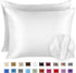 Satin Pillowcase with Zipper for Hair and Skin Care, Feels Soft and Cool Like a Silk Pillowcase, White Satin Pillow Cases 2 Pack, Slik Pillow Cove...