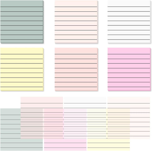 6Pads Transparent Sticky Notes with Lines, Clear Sticky Note Waterproof See Through Memo Pad, Markers Stickers Translucent Index Book Tabs for Ann...