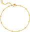 MEVECCO Gold Beaded Bracelets,18K Gold Plated Handmade Cute Satellite Diamond Cut Oval and Round Beads Rope Chain Dainty Bracelet for Women...