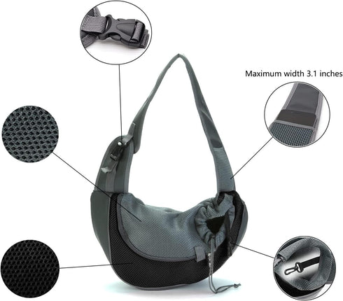 Dog Sling Carrier for Small Dogs Cat Carrier Breathable Mesh Bag(Fits Approximately 3 lbs to 6 lb Pets)(Black)...