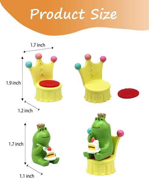 Miniature Frog Eating Cake Figurine - Funny Frog Sculpture for Shelf, Desk Decoration - Perfect Cute Frog Gift for Frog Lovers(Crown Sofa)...