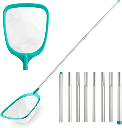 Pool Skimmer - Pool Skimmer Net with 8 Aluminum Pole Sections 80'', Skimmer Net with Fine Mesh Net for Cleaning Leaf of Swimming Pools...