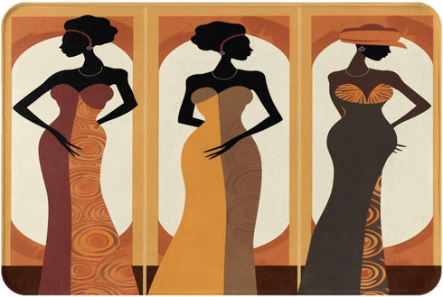African Woman Entrance Welcome Door Mat, Soft Kitchen Rugs Indoor Floor Doormat Black Girls Washable Home Carpet Decor 23.6x15.7 in...