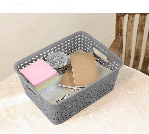 Grey Plastic Storage Basket, 10.03" x 7.67" x 4.05", 6 Packs...