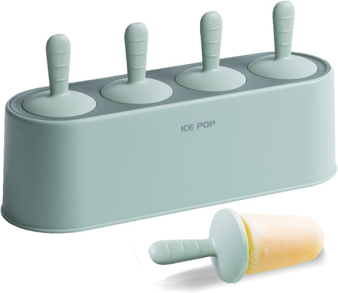 Popsicle Mold Set 4 Pieces Homemade Silicone Popsicle Maker Easy Release Ice Cream Molds Reusable DIY Pop Molds (Green, IcyClassic Pops)...