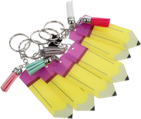 Tassel Keychain 6pcs Blank Tassel Pencil Keychain Letter Decor Cartoon Keychain Pencil Key Ring Decorative Bag Pendant Cartoon Keyring Decorations...