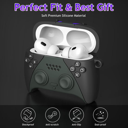 KOREDA Compatible with AirPods Pro 2nd/1st Generation Case with Cleaner Kit, Cute Funny Cool Game Player Design Silicone Protective Cover with Key...
