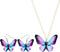 Acrylic Purple Butterfly Jewelry Set Cute Monarch Butterfly Earrings Necklace Charms Insect Dangle Pendant Ornament Gifts for Women...