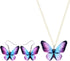 Acrylic Purple Butterfly Jewelry Set Cute Monarch Butterfly Earrings Necklace Charms Insect Dangle Pendant Ornament Gifts for Women...