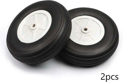 Fielect 3.5 inch RC Model Airplane Super Light Sponge Tire Tail Wheel Tire and Wheel Sets for RC Car Airplane PU Sponge Tire with Plastic Hub 2 Pc...