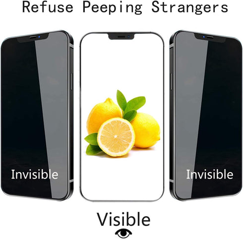 PEHAEL 2+2Pack for iPhone 12 Pro Max Privacy Screen Protector with Camera Lens Protector Full Coverage Anti-Spy Tempered Glass Film 9H Hardness Bu...