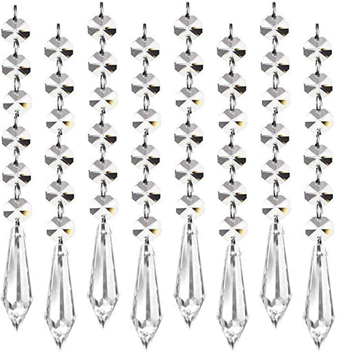 HOHIYA 30pc Hanging Crystals for Centerpieces Acrylic Chandelier Garland Beads Strands Prism Decorations Wedding Party Manzanita Christmas Tree Or...