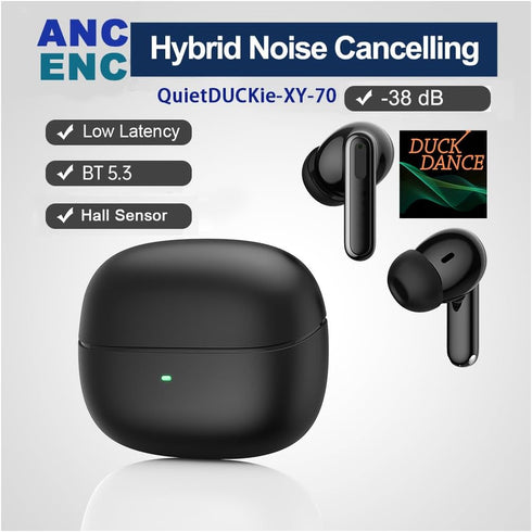 Active Noise Cancelling Earbuds Bluetooth with Qi Wireless Charge Enabled with Hall Switch, ANC + ENC Wireless Earbuds with Mics with A Canvas Tra...