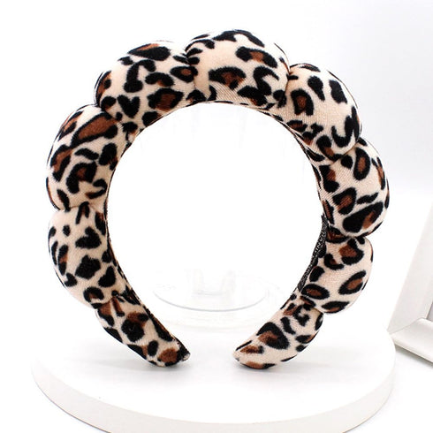 Spa Headbands for Washing Face or Makeup, Sponge Bubble Skincare Headbands, Puffy Terry Cloth Hairband for Women, Skin Care Makeup Headwear Hair A...