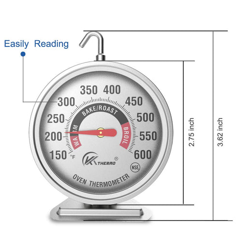 KT THERMO Oven Thermometer150-600°F, Oven Grill Fry Chef Smoker Analog Thermometer Instant Read Stainless Steel Kitchen Cooking Thermometer...