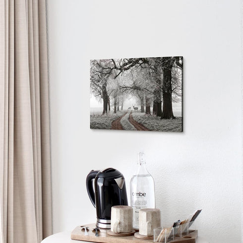 Winter Scene Canvas Wall Art: Nature Forest Landscape Prints White Snowy Trees Painting Wildlife Picture Elk Artwork for Living Room Bedroom Home ...