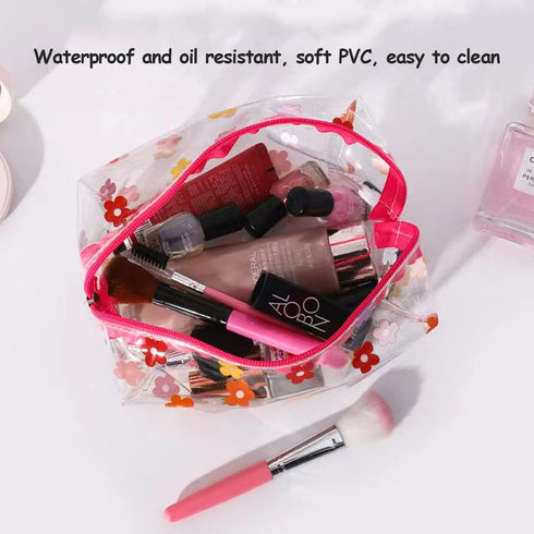 Cute makeup bag, transparent portable makeup bag, waterproof toiletries storage bag, large capacity pen bag (strawberry)...