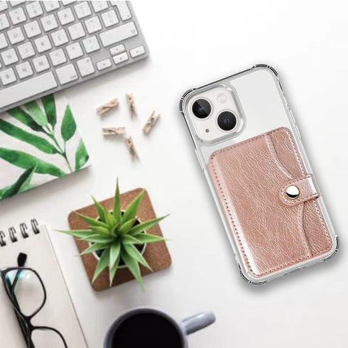 Phone Wallet Stick on,Credit Card Holder for Cell Phone,Leather Minimalist Wallet for Back of Most Smart Phone (Pink)...