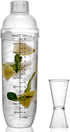 Homestia Plastic Cocktail Shaker with Measuring Jigger Set, 1000cc / 33 oz Clear Plastic Bottle Boba Tea Shaker Cup with Scales, Drink Mixer Cockt...