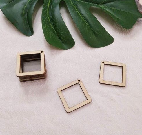 30PCS DIY Unfinished Wood Squared Diamond Hoop Earring Findings,Wood Findings for Earring Making,Diamond Earring Hoops for Macrame (2")...