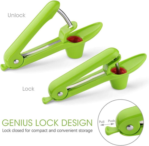 Cherry Pitter Tool,Heavy Duty&Plastic Cherry Picker Easy To Use&Clean Green Stainless Steel Cherry Core Seed Fruit Pit Remover Space-Saving Design...