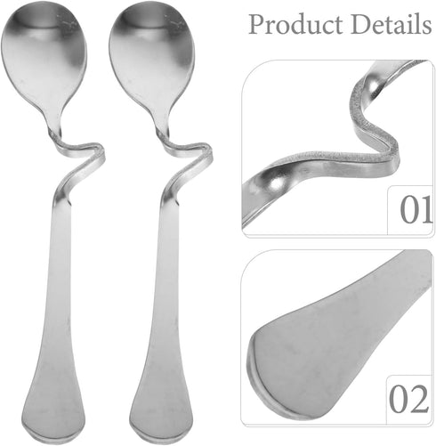 SOLUSTRE 6pcs Stainless Steel Espresso Spoon with Curved Handle Honey Milk Coffee Mixing Spoons Dessert Spoons for Specialty Ice Cream Appetizer S...