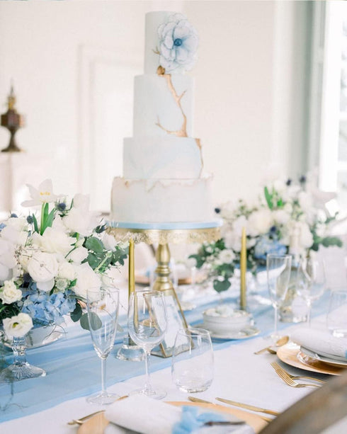 Chiffon Table Runner 27x120 Inches Baby Blue Sheer Fabric Long Table Runners for Wedding Birthday Party Easter Baby Bridal Shower Decorations 10ft...