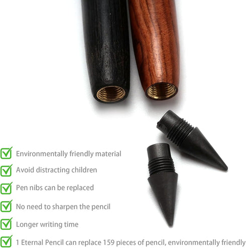 5 PCS Wooden Inkless Pencil, Infinity Pencil, Everlasting Eternal Reusable Magic Pencil for Writing Drawing, Home Office School (#1 Wooden, Pack o...