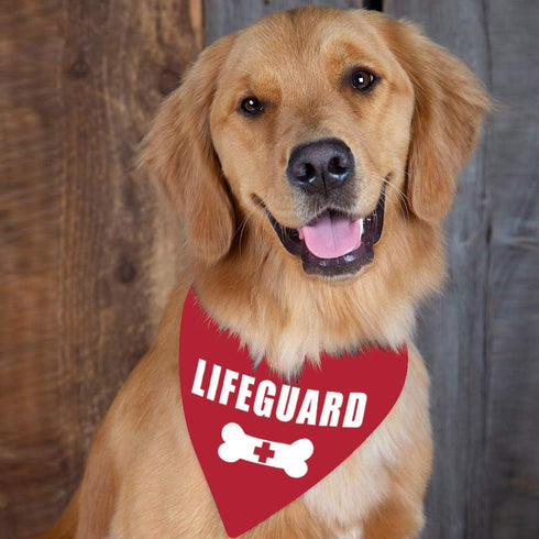 Family Kitchen Funny Cute Lifeguard Pet Dog Cat Bandana Scarf for Puppy Dog Beach Pool Accessories Bandana...